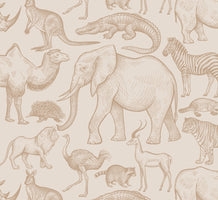 Behang - Safari dieren - Beige