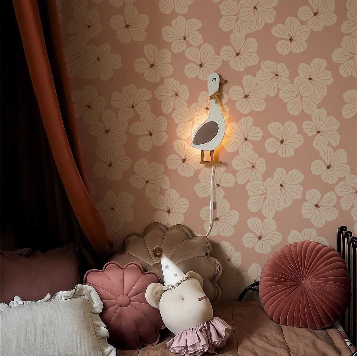 Floral bloemen behang voor de kinderkamer