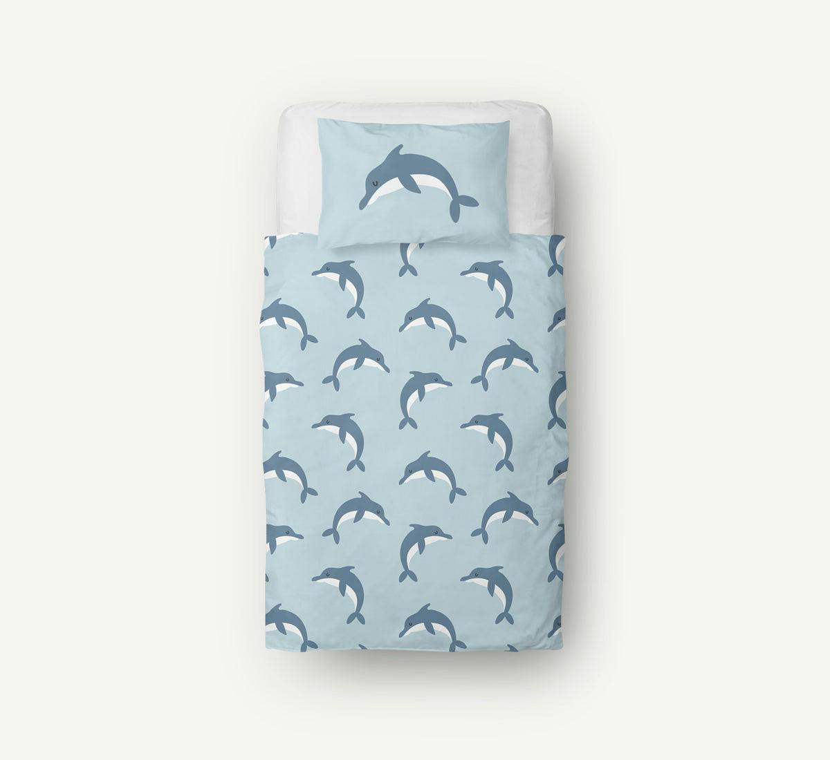 Dekbedovertrek - Dolfijnen - Lichtblauw
